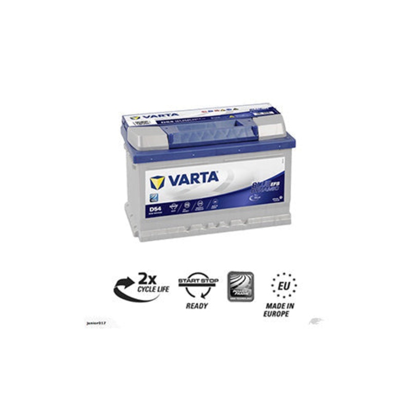 Varta D54 Battery – 650 CCA, EFB Blue Dynamic, Stop-Start Technology