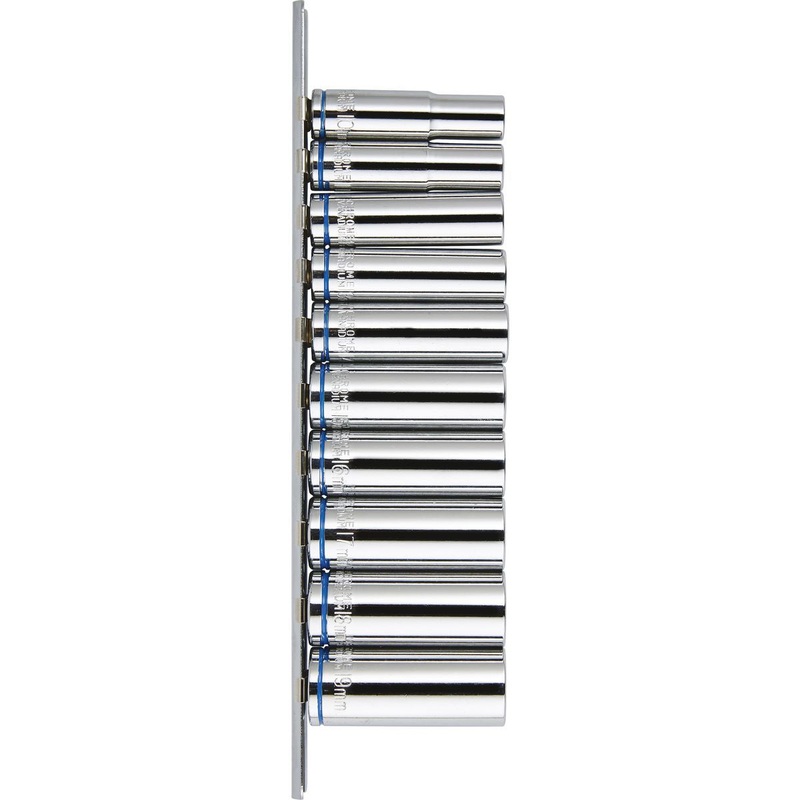 Mechpro Blue 10 Piece Deep Socket Rail Set Metric 3/8In Drive  MPBSK124K