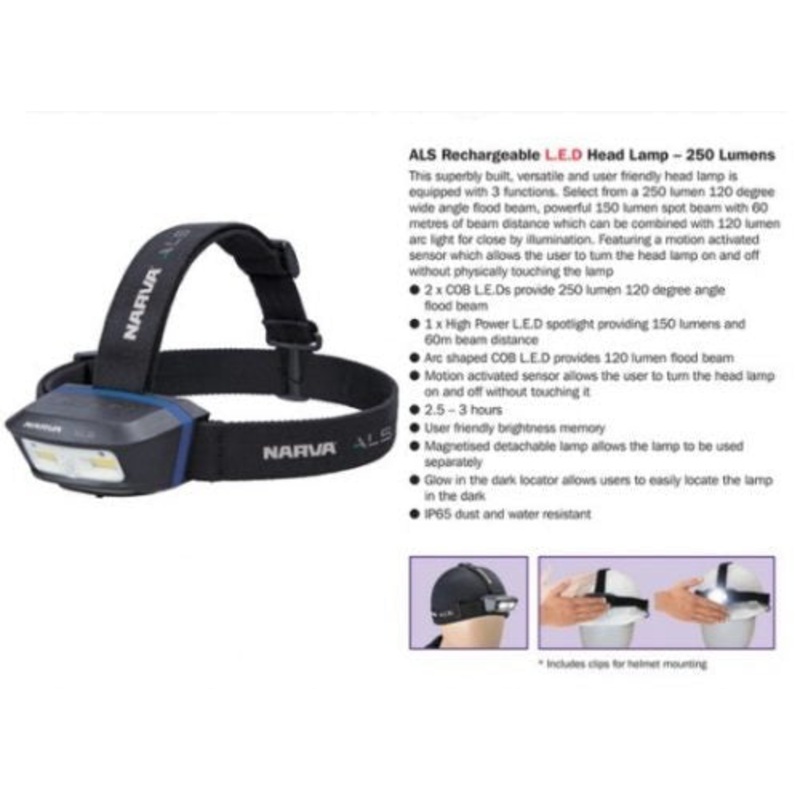 Narva 71426 LED Rechargeable L.E.D Head Lamp 250 Lumen