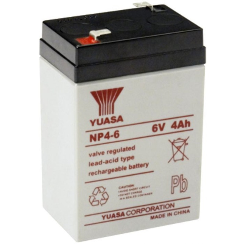 Yuasa NP4-6FR NP Stationary Power 6V 4Ah AGM Deep-Cycle Battery Sealed
