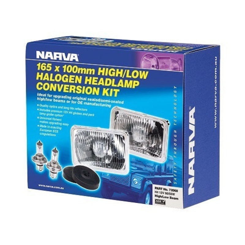 Narva 72068 Halogen Headlamp  H4 60/55W Conversion Kit  165 x 100mm High/Low Beam Free Form