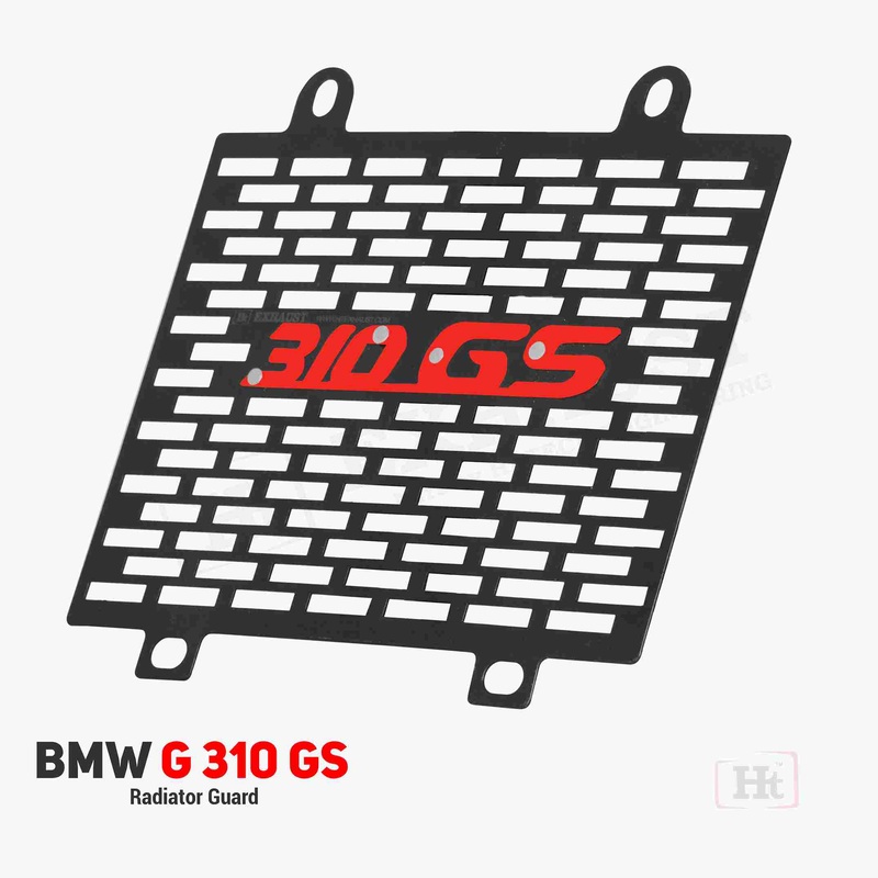 BMW 310 GS radiator guard with neon color GS310 logo  RD 903 / ht exhaust RED