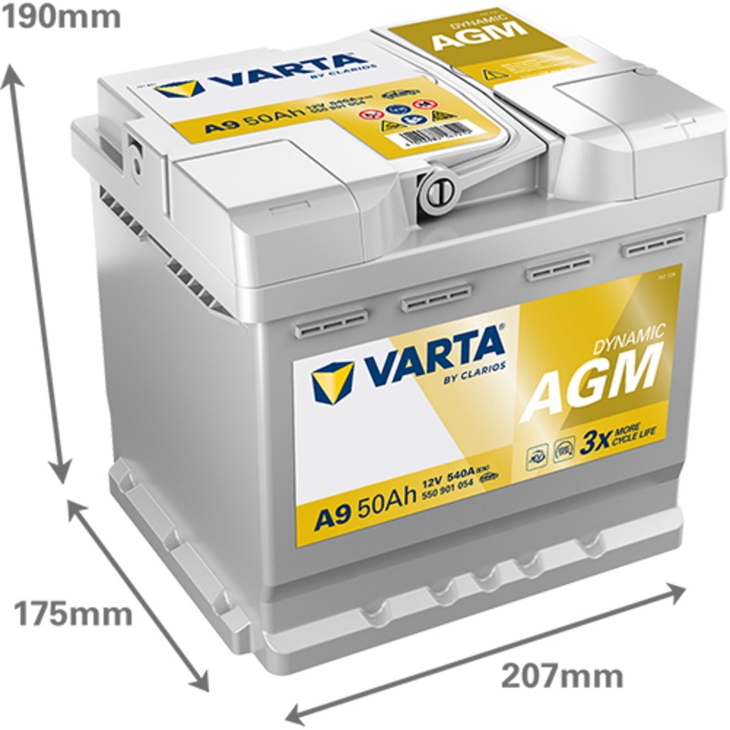 Varta A9 Dynamic AGM – 12V 540 CCA 50Ah