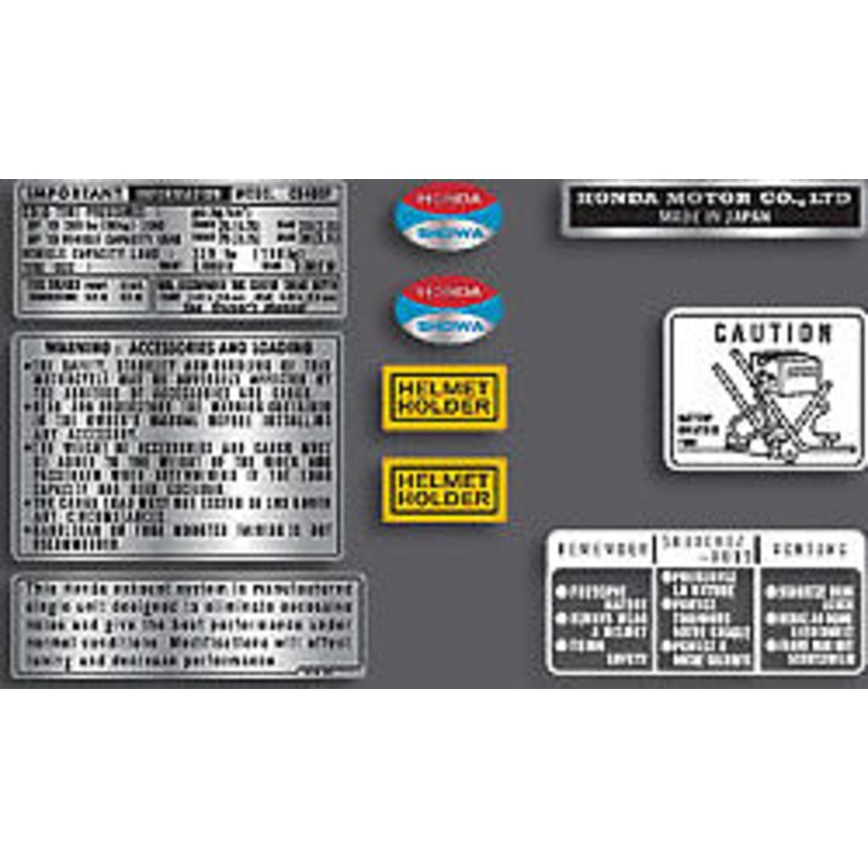 CB400F 1976 ~ Light Ruby Red Model ~ Warning and Service Label Set