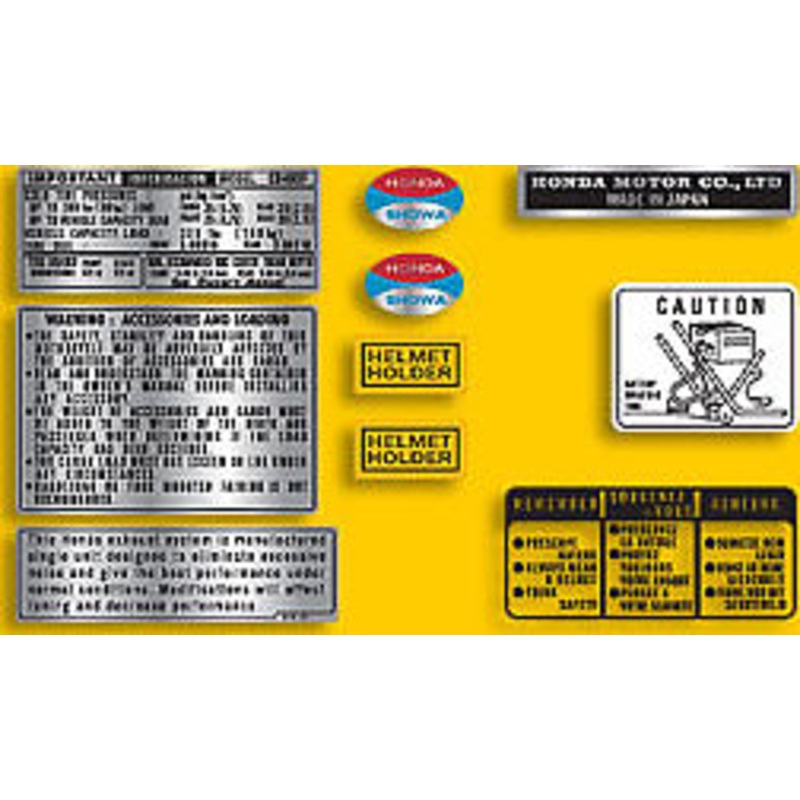 CB400F 1976 ~ Parakeet Yellow Model ~ Warning and Service Label Set