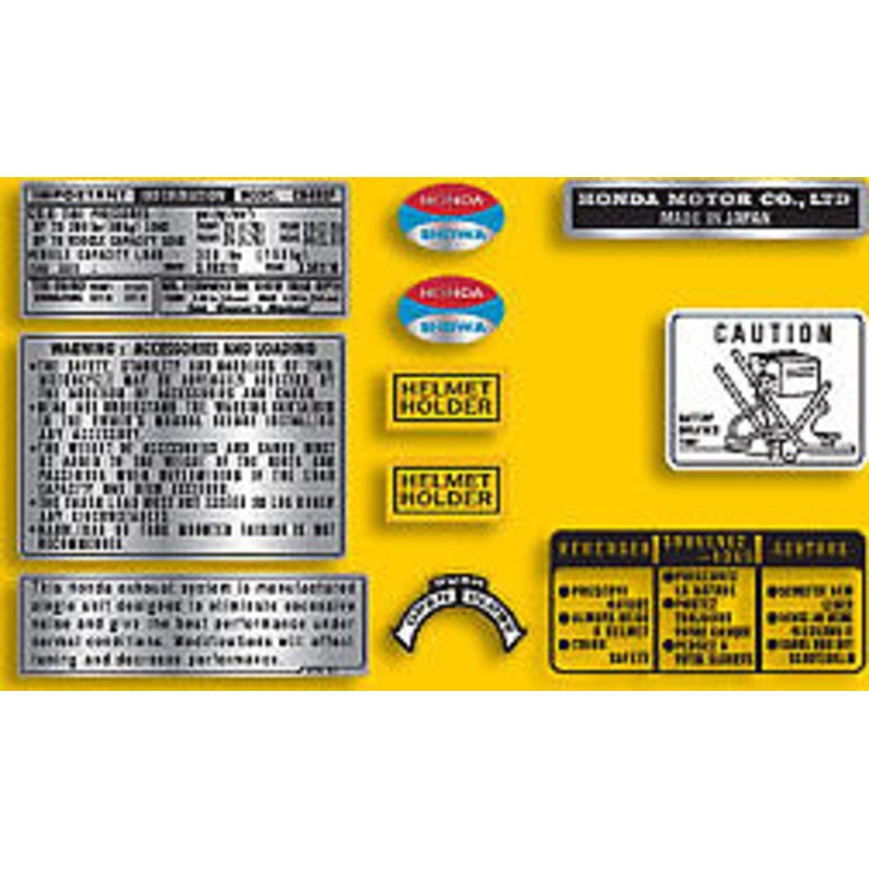 CB400F 1977 ~ Parakeet Yellow Model ~ Warning and Service Label Set
