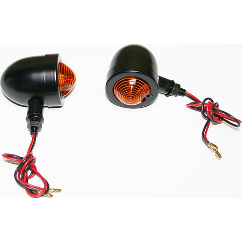 Custom Amber Lens Mini Deco Turn Signal Lamp Set ~ Black