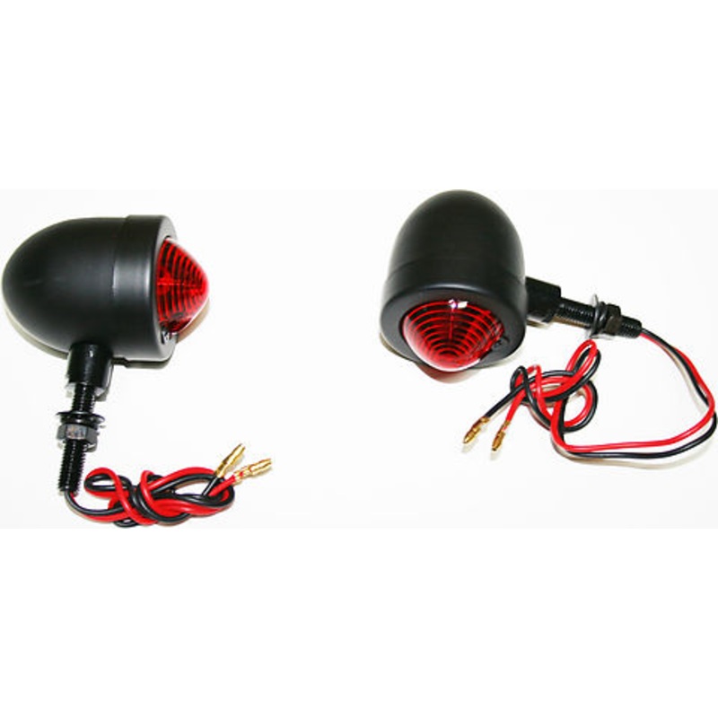 Custom Red Lens Mini Deco Turn Signal Lamp Set ~ Black