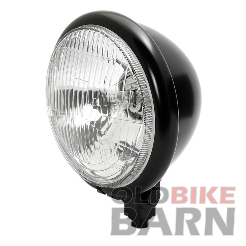 Satin Black Bates Style Headlight 4-1/2
