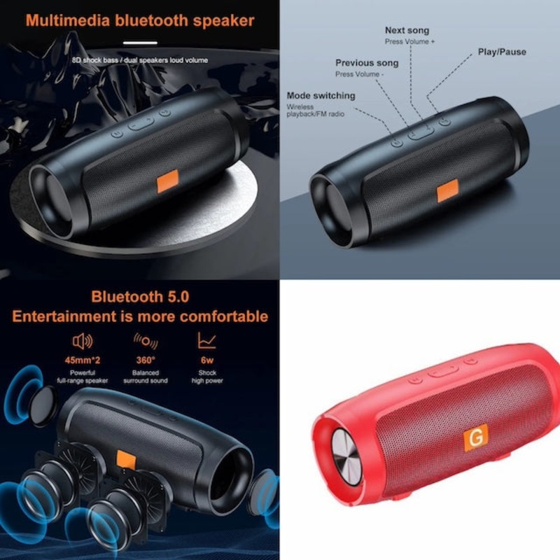 Waterproof Bluetooth Speaker Dual Speaker, Stereo Outdoor TF USB Playback Fm Voice Broadcasting, Portable Compatible Subwoofer