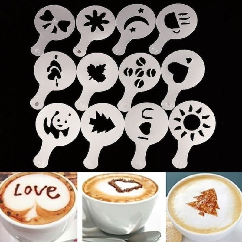 16Pcs/Set Coffee Printing Flower Model Cafe Latte Cappuccino Maker Template, Latte Lover’s Coffee Design Topper Tool