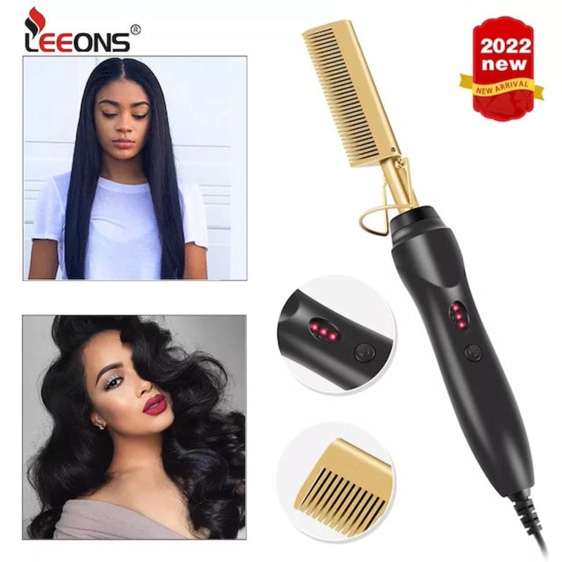 Electric Hot Comb, Heat Adjustable and Prevents the Hair from Heat Damage, Ceramic Press Comb, Hair Straightening Comb