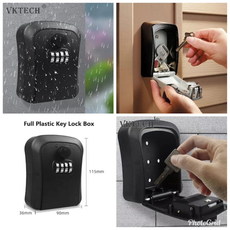 Weatherproof Wall-mounted Key Safe, Password Key Box, Key Lock Box, Combination Key Storage Lock Box for Indoor and Outdoor