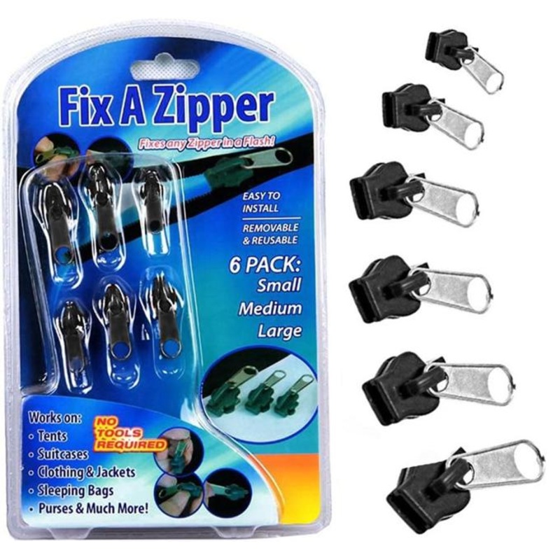 6 Pack Universal Zipper Repair Kit, Fixes any zipper in a Flash