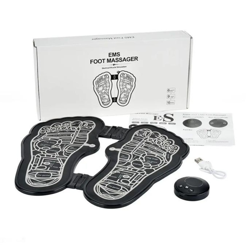 Wireless Foot Massager EMS Leg Reshaping Feet Circulation Massage Mat, USB Rechargeable Folding Portable Electric Muscle Stimulator Pain Relief Health Care Tool