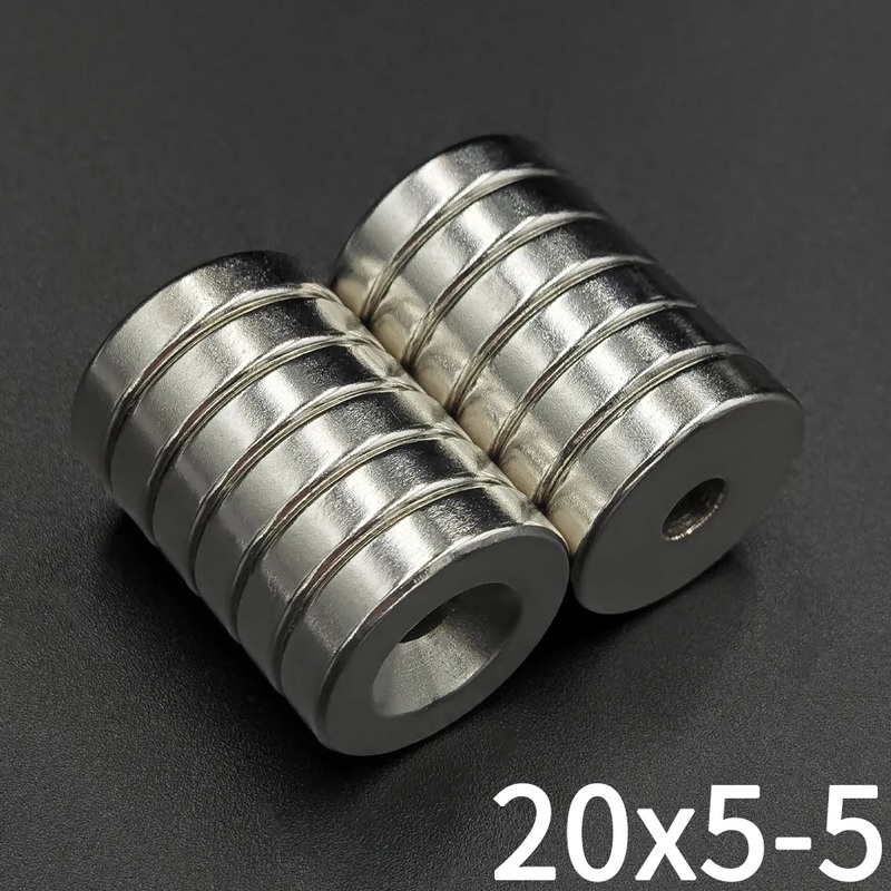2/5 Pcs 20×5-5 Neodymium Magnet 20mm X 5mm Hole 5mm NdFeB N35 Round Super Powerful Strong Permanent Magnetic Imanes Disc