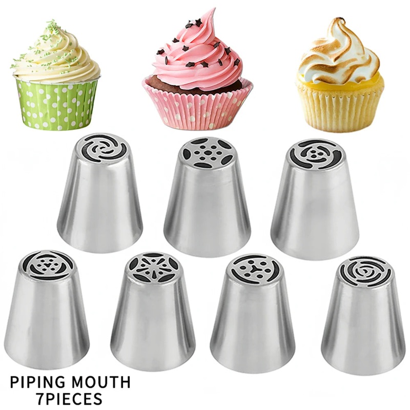 7PCS Russian Decorating Nozzle Set 430 Stainless Steel Reusable Cake Cecorating Tools Baking Supplies Pastry nozzles