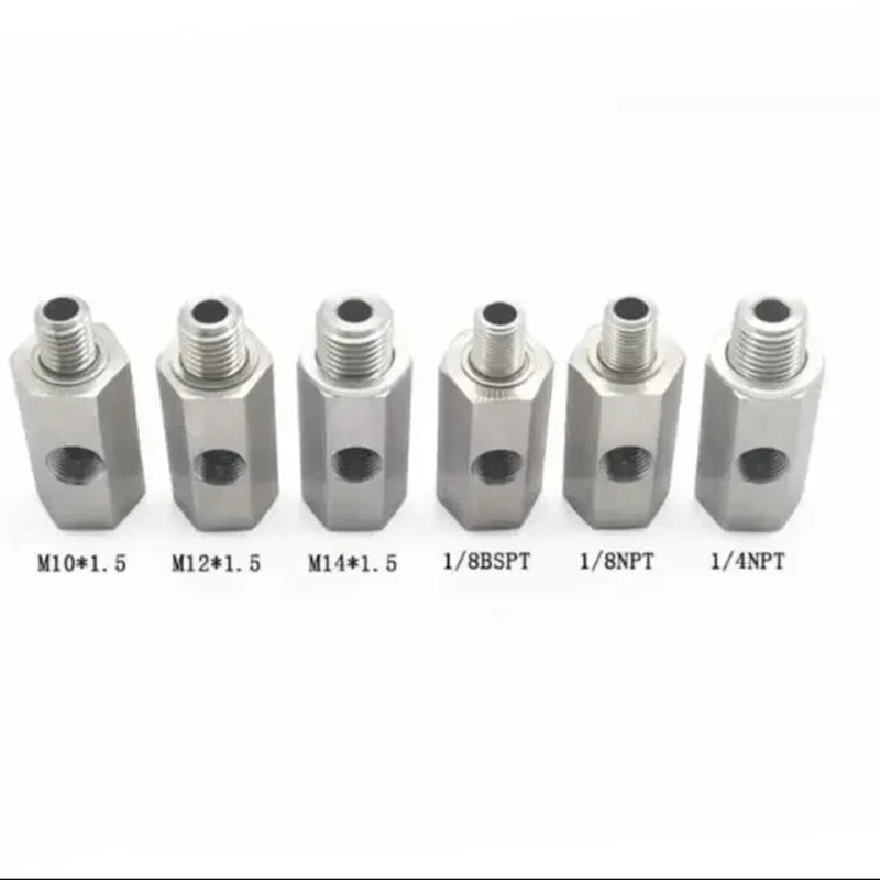 Car fuel pressure sensor tee adapter Feed Line Gauge T Port Fitting -Male female M12 M14 M10 1/8NPT 1/4NPT with Side hole 1/8NPT