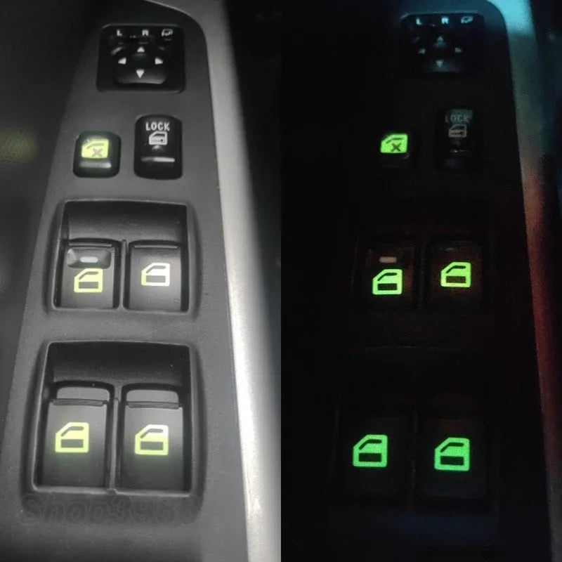 Car Interior Stickers Auto Accessories Car Window Button Luminous Sticker Lifter Switch Night Fluorescent Decals