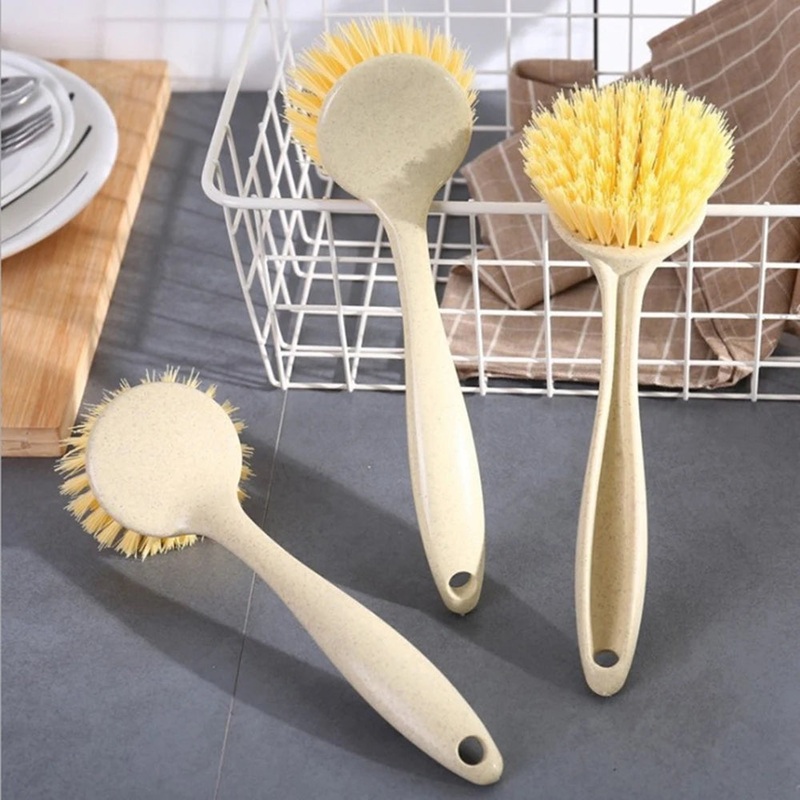 1PC/3PCS Pan Brush With Handle Kitchen Household Clean Non-Stick Oil Brush Pan Brush With Long Handle Scrub Dish Brush