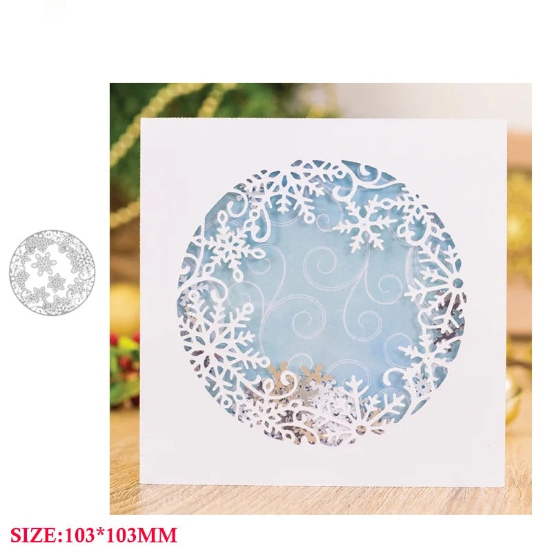 2024 New Arrival Metal Cutting Dies for Scrapbooking Christmas Background Circle Snowflake Frames Card Making Crafts Stencils