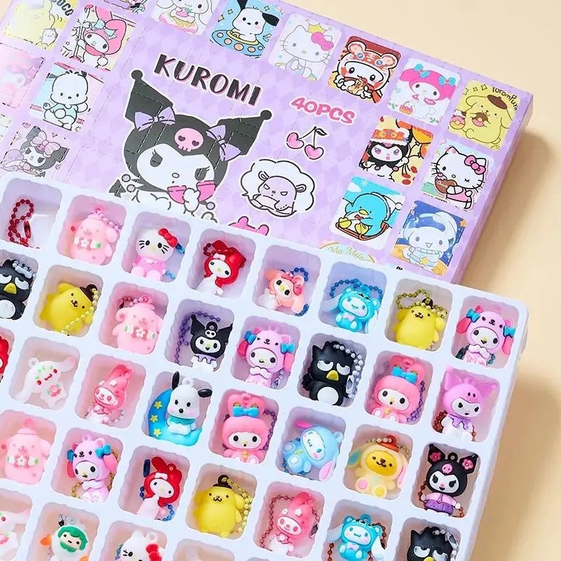 36pcs Sanrio Hellokitty Melody Doll Cartoon Gift Box Hole Outfit Children’S Handmade Cute Surprise Blind Box Birthday Girl Gift