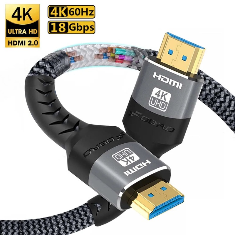 HDMI-compatible Cable HDMI 2.0 4K 60HZ HDMI Cable 6.6FT18Gbps High Speed2.0 Braided Cord Compatible TV PS3/4 Projector 1m 2m 3m