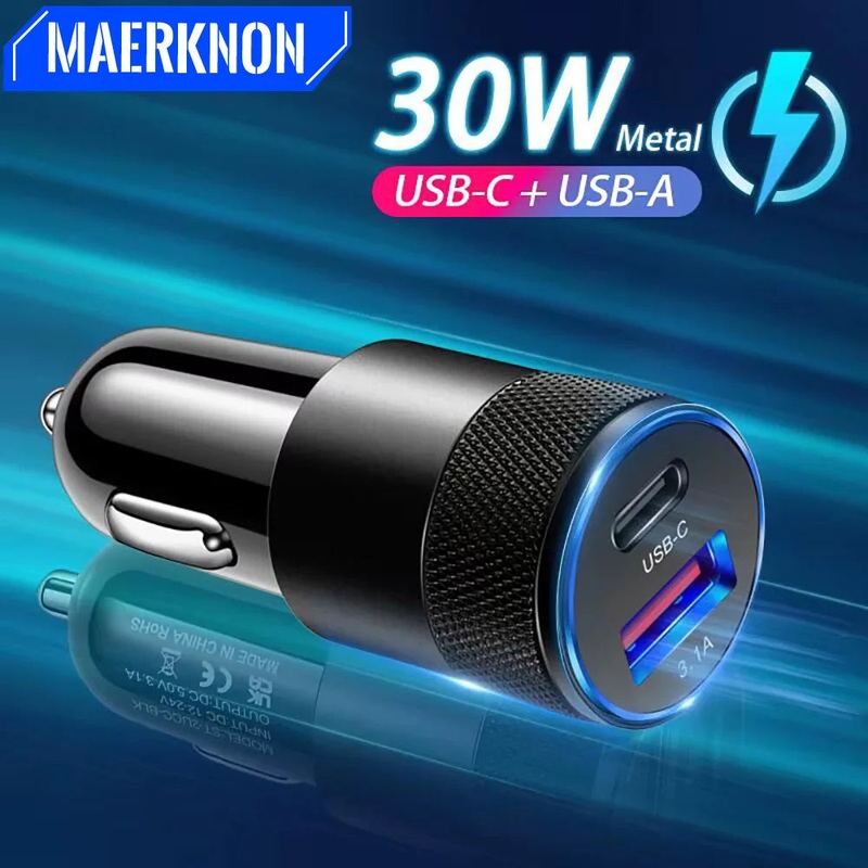 30W Mini USB C Car Charger PD Fast Charge Phone Power Adapter For iPhone Samsung Xiaomi Huawei USB Car Cigarette Lighter Socket