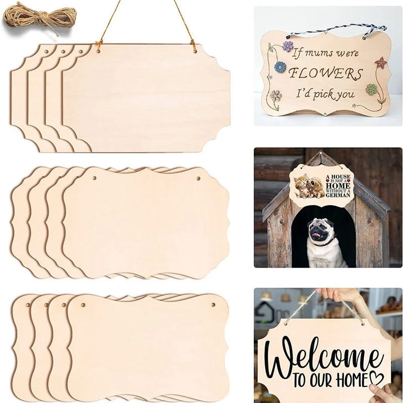 3pcs Wooden Door Hanging Ornament Multi DIY Paingting Pendants for Home Party Door Hanging Decorations Kids DIY Gifts Supply