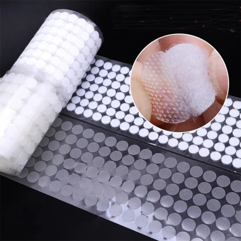 10/15/20mm Transparent Dot Sticker Self Adhesive Hook and Loop Fastener Tape Baby Glue Tape Round Coins Belcro Adhesivo