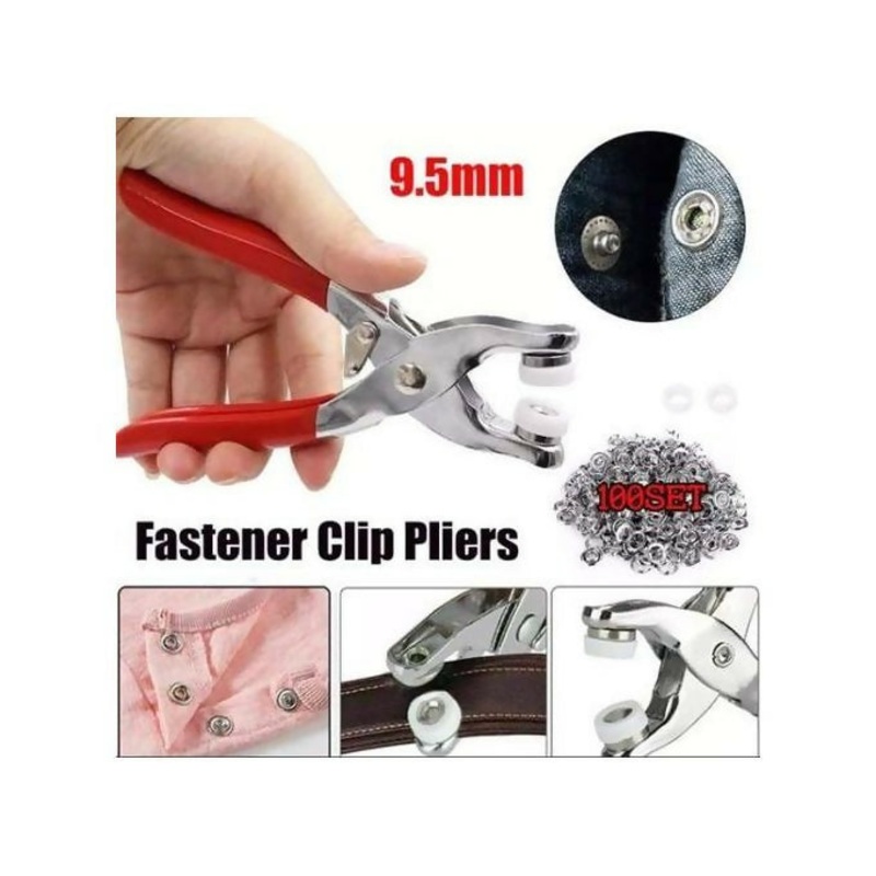 100 button sets + 1 pliers Metallic snup button pliers set