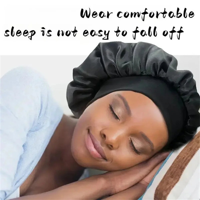 Bathing Cap Newly Satin Night Hair Cap Women’s Solid Sleeping Hat Sleep Care Bonnet Nightcap For Women Unisex Cap Solid Color