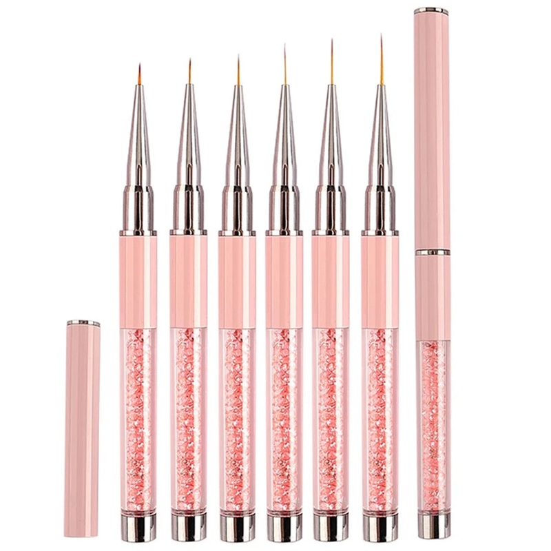Pink Nail Art Brushse Pen Lines Stripe Flower Painting Drawing Pen Acrylic UV Gel Extension Grids Nail Brush Manicure Tools 1PCS
