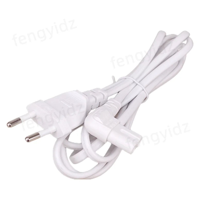White EU Euporean 2 Prong Plug to IEC320 C7 Figure 8 Angle Adapter Power Extension Cable Cord for Samsung Philips Sony LED TV