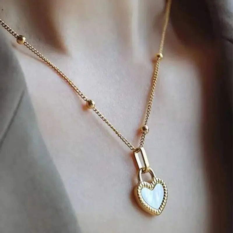 Women Star Heart Epoxy Pendant Gold Color Korean Chain Tinny Necklace Girls Trendy Shell Clavicle Choker Party Jewelry