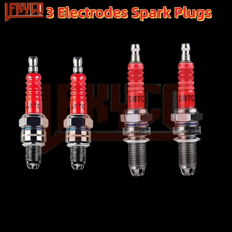 1/2/3/4/5PCS Racing Spark Plug 3 Triple Electrode A7TC D8TC For GY6 CG 50 70 110 125 150CC Motorcycle Atv Scooter Dirt Bike Kart