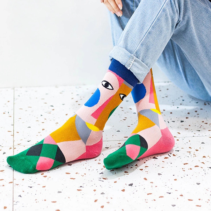 1 Pair Women’s Cartoon Casual Cotton Harajuku  Skateboard Socks