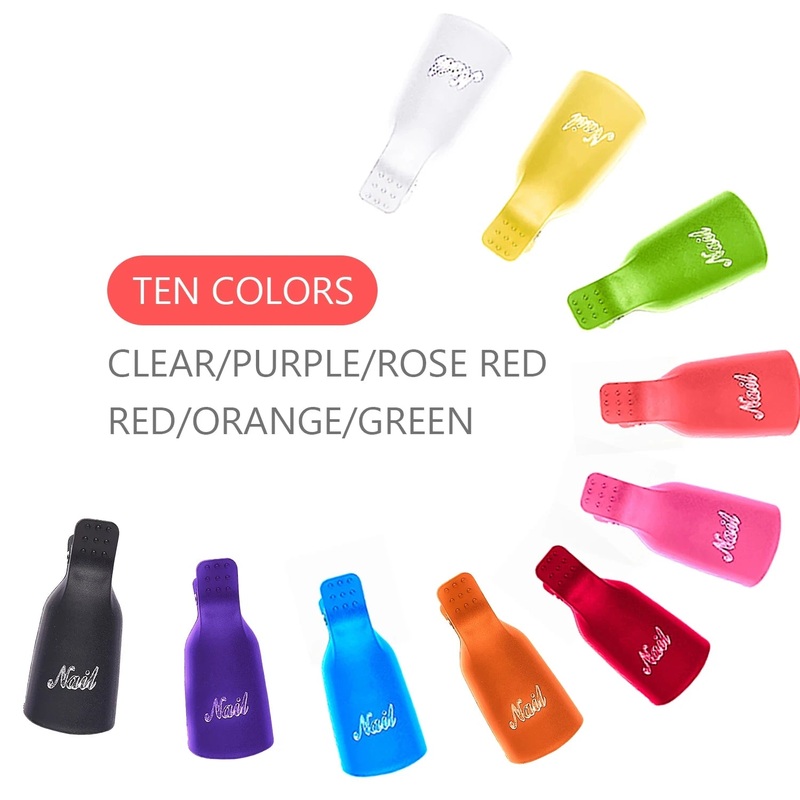 10 Pcs/bag Colorful Acrylic Manicure UV Gel Polish Soak off Wrap Soak Off Cap Clips Nails Cleaning Nail Art Tools
