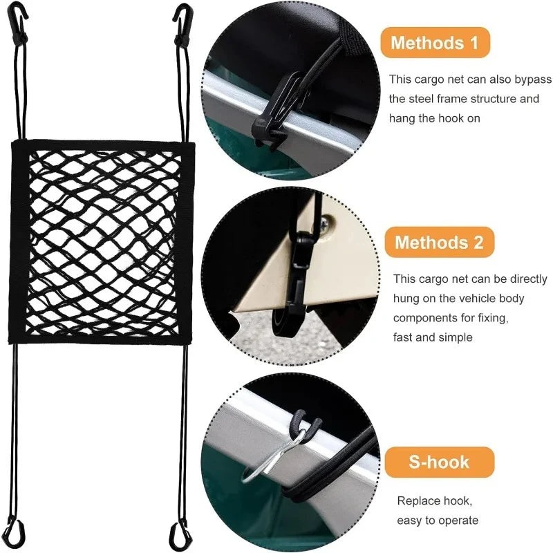 1pcs High elasticity car motorcycle  double-layer hook helmet storage net elastic cargo net luggage net