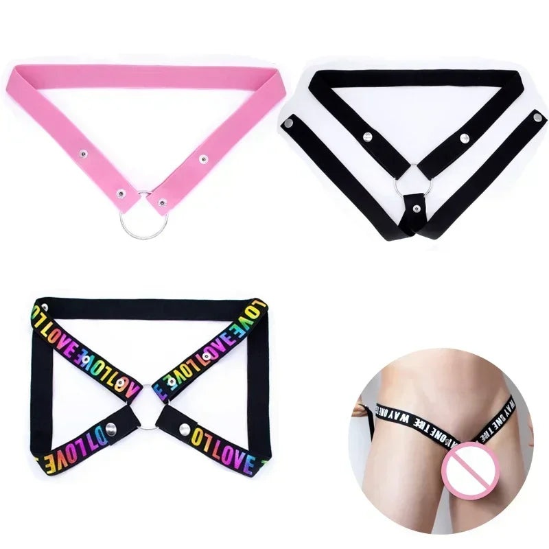 2025 New MaleChastity Cage Anti-off Device Elastic Band Auxiliary Belt ONLY Adjustable Ring Rope Les Scrotum Rings Sex Toys