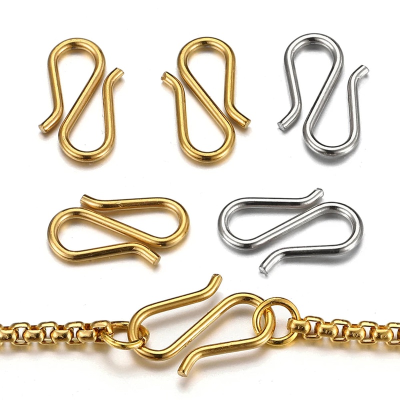 20pcs Stainless Steel Gold Color S Shape Clasps DIY Necklace Hooks Connectors