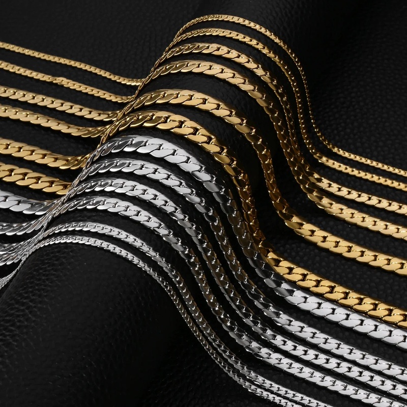 3-8MM Width Stainless Steel Chain Necklace For Men Women Gold Color High Quality Waterproof Choker Hip Hop Jewelry Gift