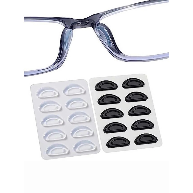5pairs Eyeglasses Anti Slip Nose Pads Soft Silicone Adhesive Glasses Nose Pads for Plastic Frame Glasses Sunglasses(Black/White)
