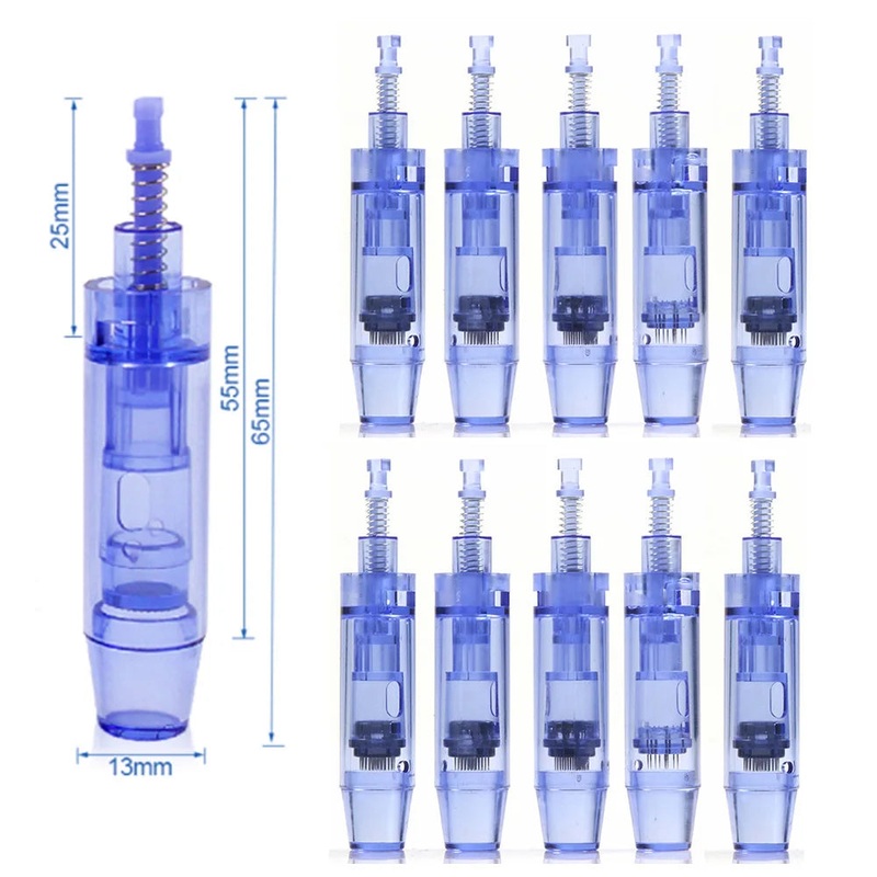 10pcs Professional Blue Bayonet Needles Cartridges 9 12 24 36 42pin  Nano Size For Derma Microneedling Pen A1 Face Skin