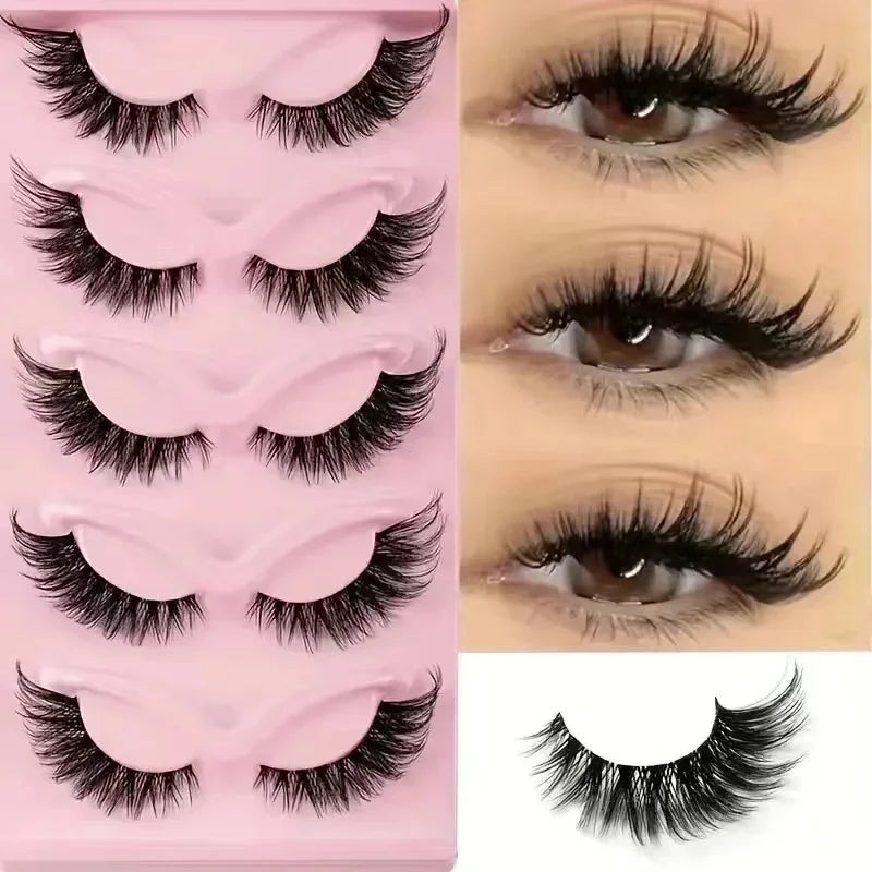 5 Pairs Cat Eye Lashes Faux Mink Eyelashes  Eye Elongated False Eyelashes