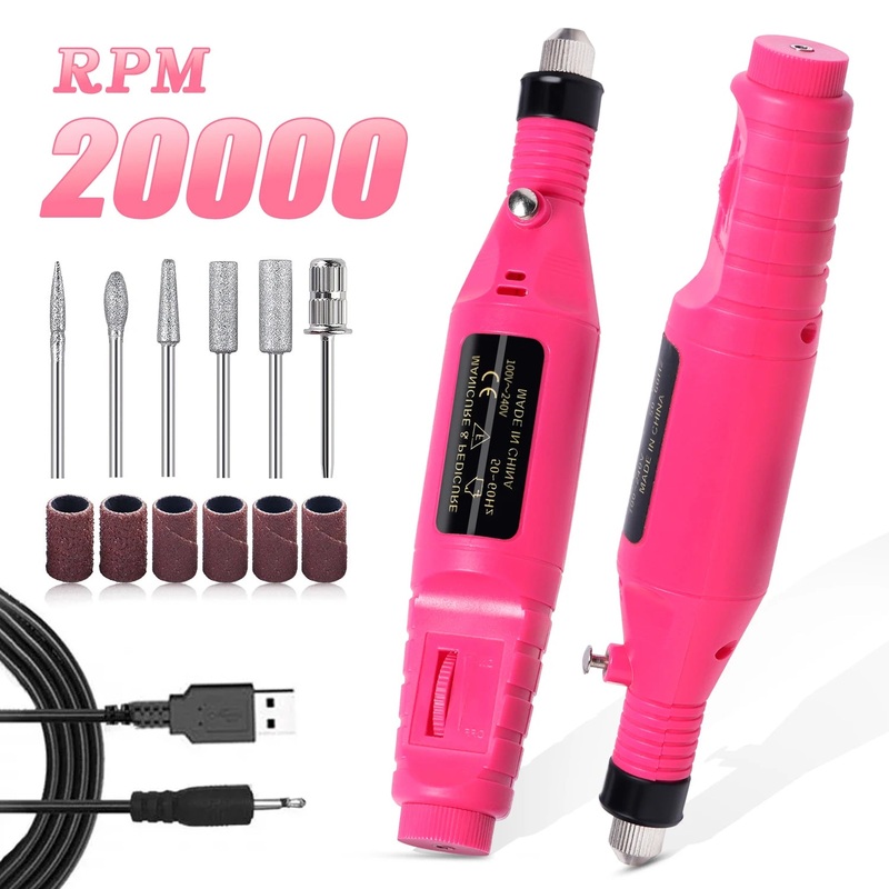 YIKOOLIN Acrylic Nail Drill Kit Electric Nail File 20000 RPM Portable Electric Nail Drill Bits Gel Remover Nail Tools