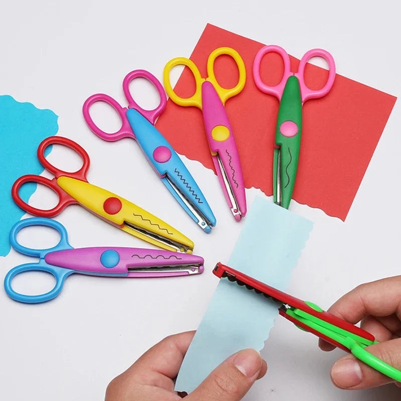 6pcs/Set Scissors Wavy Pattern Paper Cutter DIY Handmade Tools Paper Craft Kawaii Card Photo Scissors Kids Gifts Office Supplies