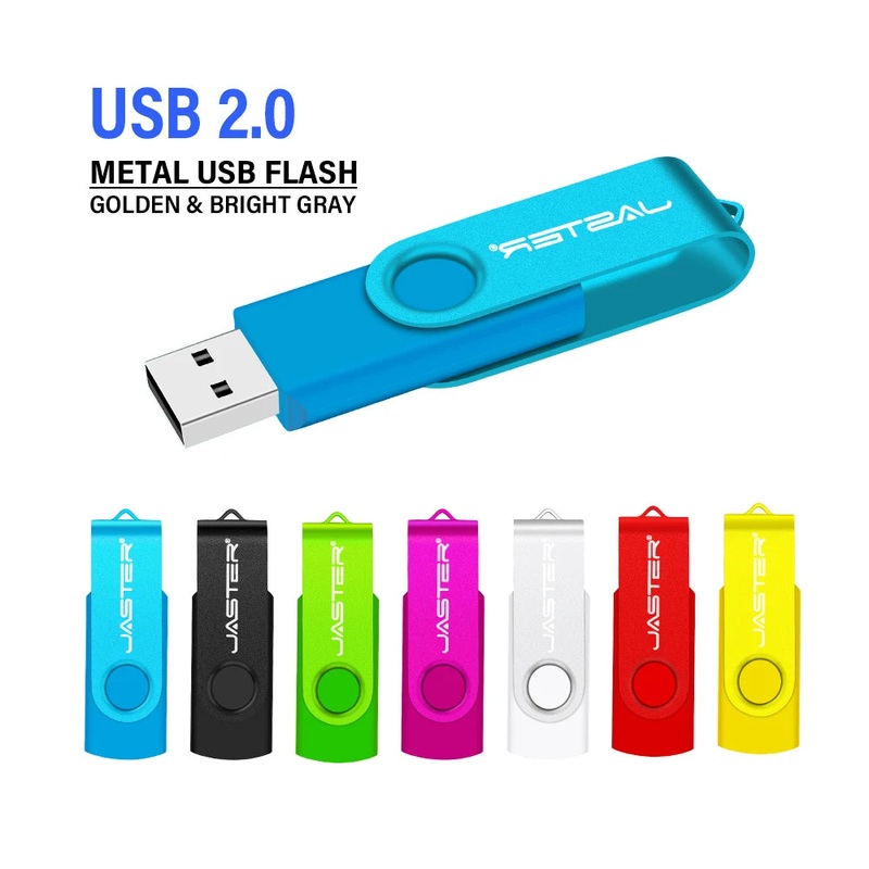 JASTER 360 Rotatable USB Flash Drive 64GB Free Key Chain Pen Drive 32GB Metal Clip Memory Stick 16G Black Red Blue Green U Dis