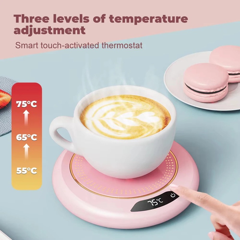 USB Intelligent Cup Heater Milk Coffee Tea Water Electric Heating Pad 3-levels Temperature Adjustable Coaster for Home Office