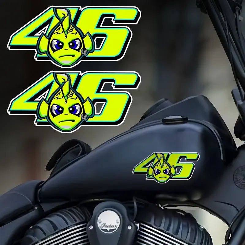 1/2PCS Green Fish Motorcycle Sticker Waterproof Vinyl Decal for Motorbike Side Panel Car Body Electric Scooter Decoration